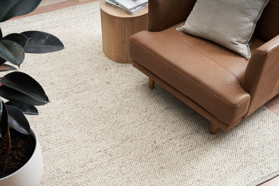 Alma Almond Pure wool hand woven floor rug