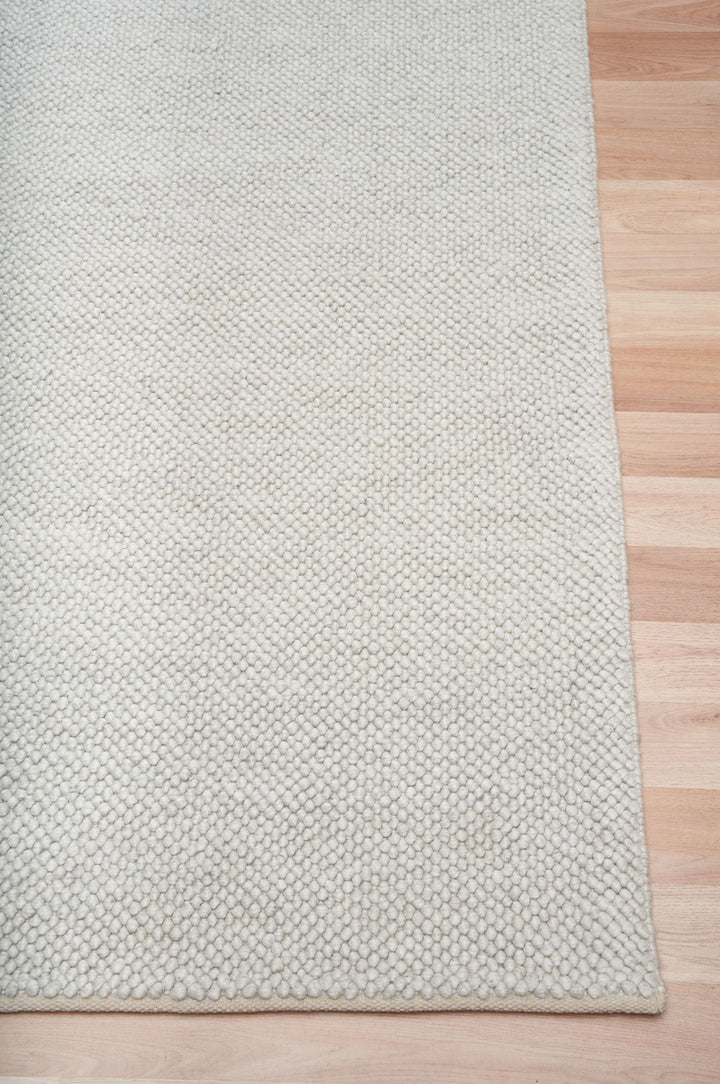 Alma SILVER PURE WOOLhand woven floor rug