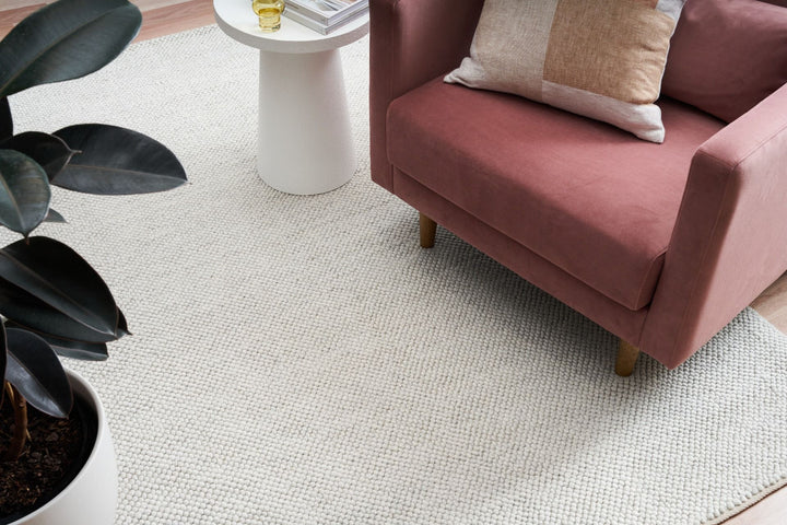 Alma SILVER PURE WOOLhand woven floor rug