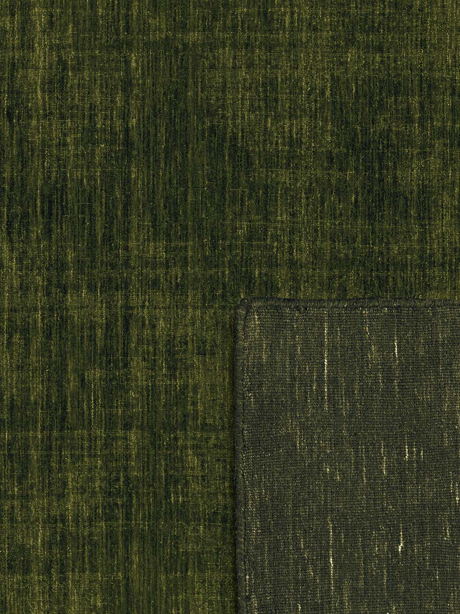 Midnight Olive Green Pure Wool Handwoven Floor Rug