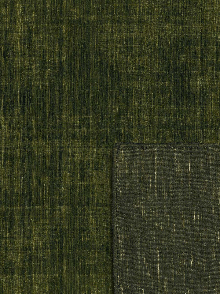 Midnight Olive Green Pure Wool Handwoven Floor Rug