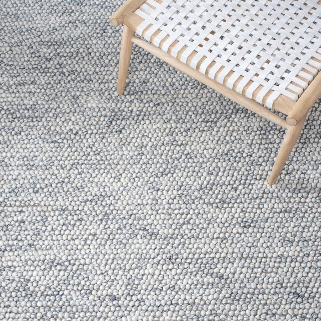 Pebbles Light Grey Pure Wool Hand Woven FLoor Rug