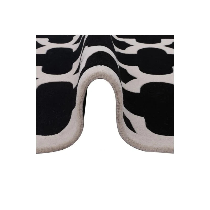 CARAVAN BLACK AND WHITE WOOL FLOOR RUG