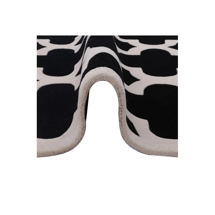 CARAVAN BLACK AND WHITE WOOL FLOOR RUG