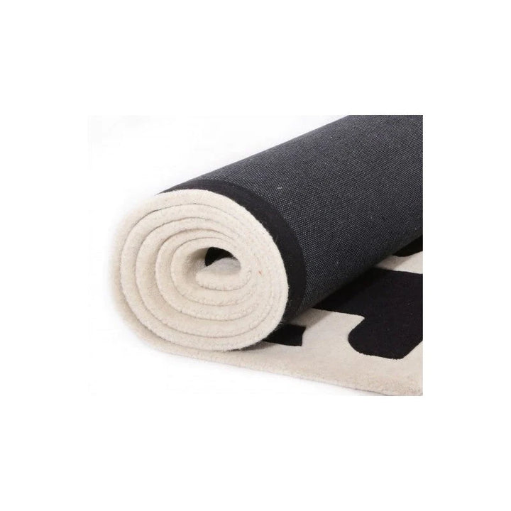 CARAVAN BLACK AND WHITE WOOL FLOOR RUG