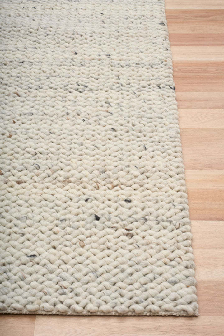Doha Greyology CROSS Stiches Pure New Zealand Wool Floor Rug