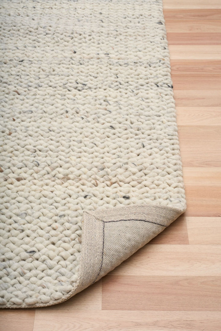 Doha Greyology CROSS Stiches Pure New Zealand Wool Floor Rug