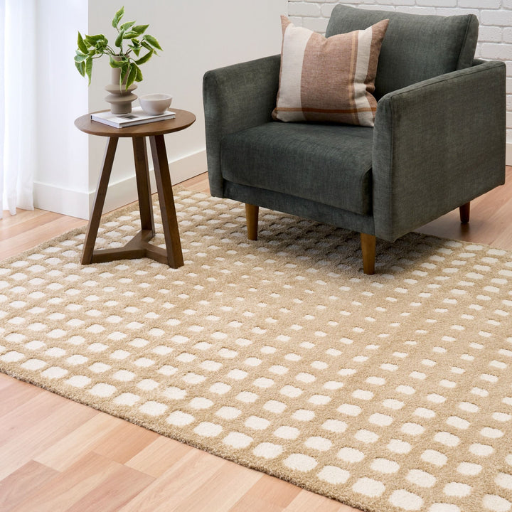 OZLAND TAN IVORY  EASY CARE FLOOR RUG