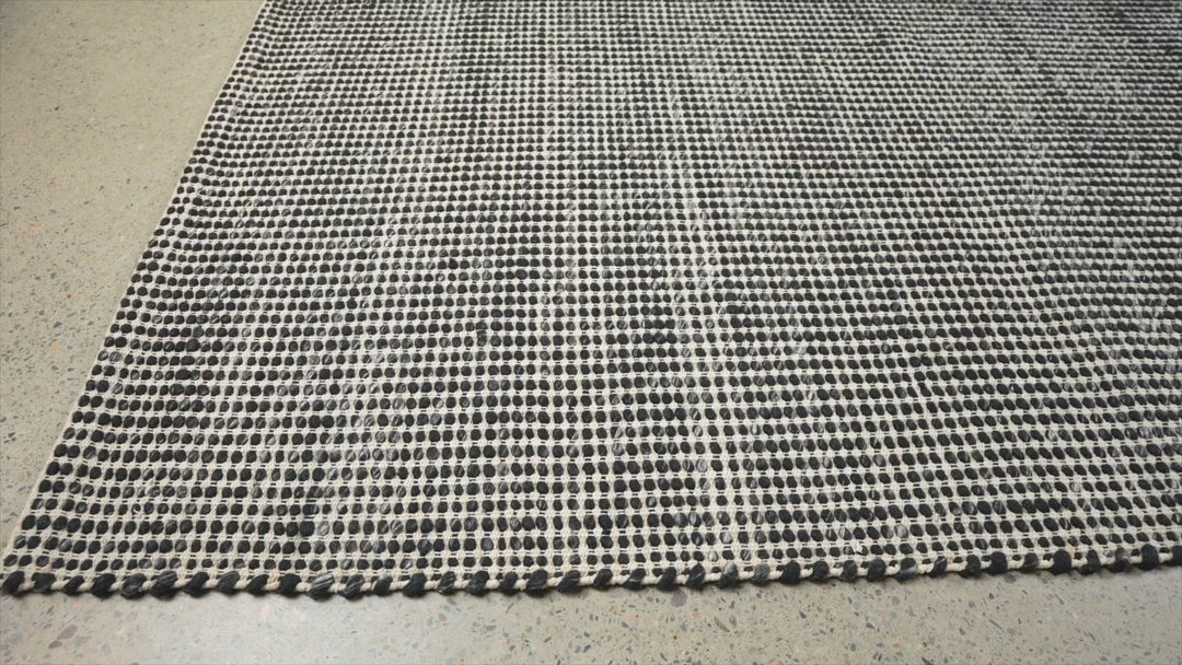 Skandi Black  Wool Flat Weave Floor Rug