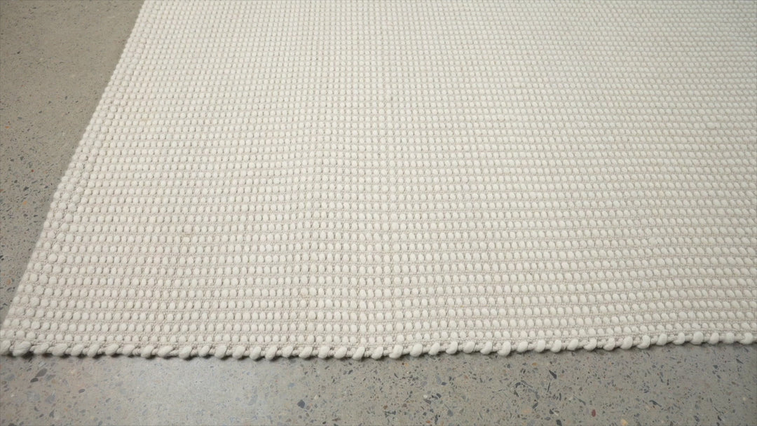 White Carlo Felted Wool Floor Rug