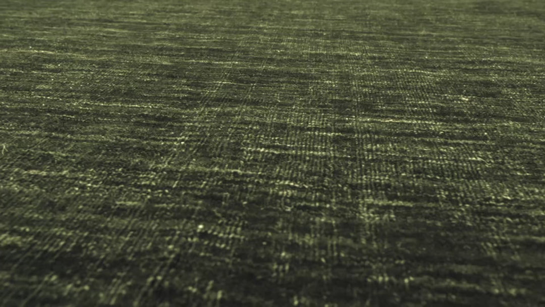 Midnight Olive Green Pure Wool Handwoven Floor Rug