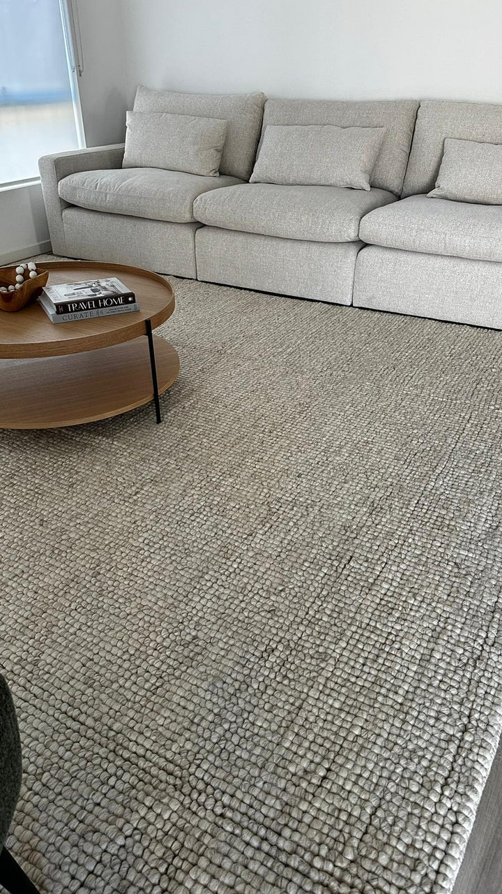 MODERN BERBER NATURAL PURE WOOL HAND WOVEN FLOOR RUG