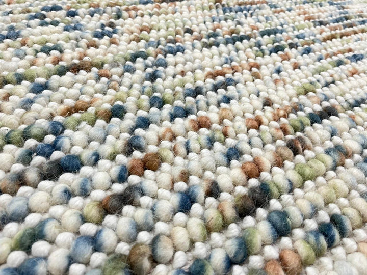 Pebbles Multi Rust hand woven Wool and Cotton floor rug