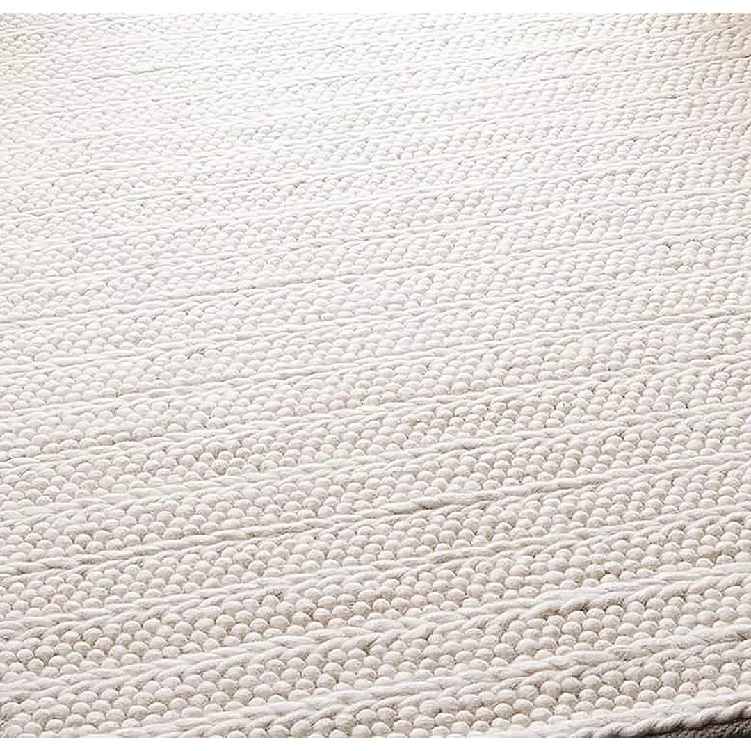 Pebbles Loop Braid  White Hand Woven wool Floor Rug limited time offer