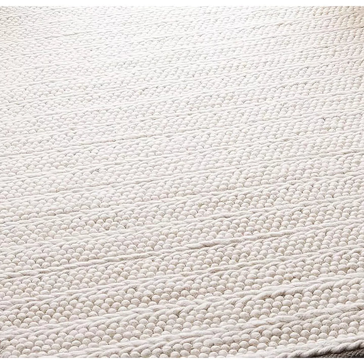 Pebbles Loop Braid  White Hand Woven wool Floor Rug limited time offer