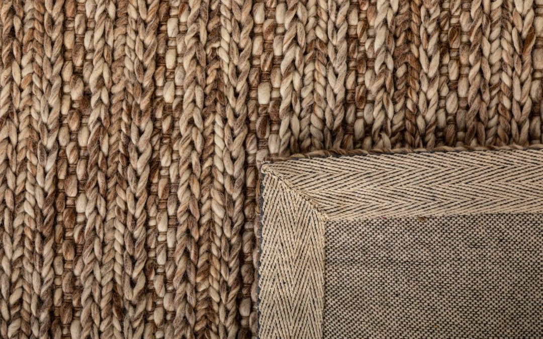 HARLEY HAND WOVEN PURE NZ WOOL TAUPE FLOOR RUG