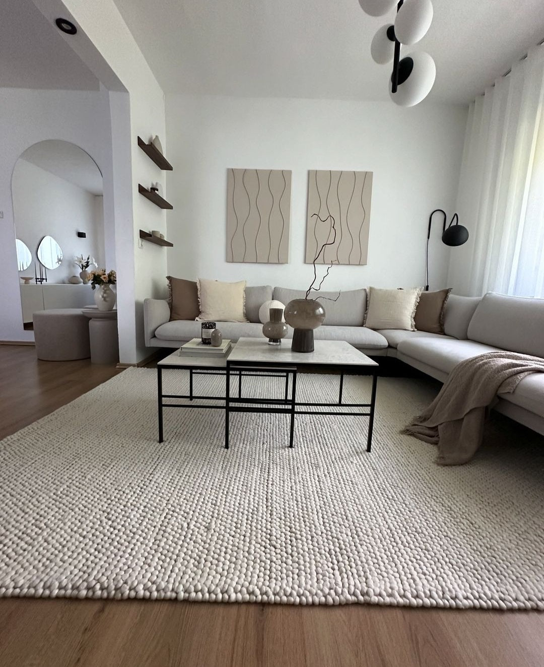 Pebbles White Hand Woven Floor Rug