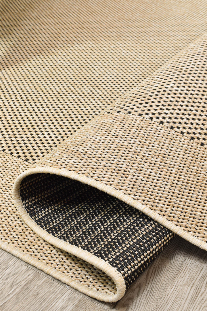 Outdoor INDOOR Sisal Sand Black Rug 3900-820