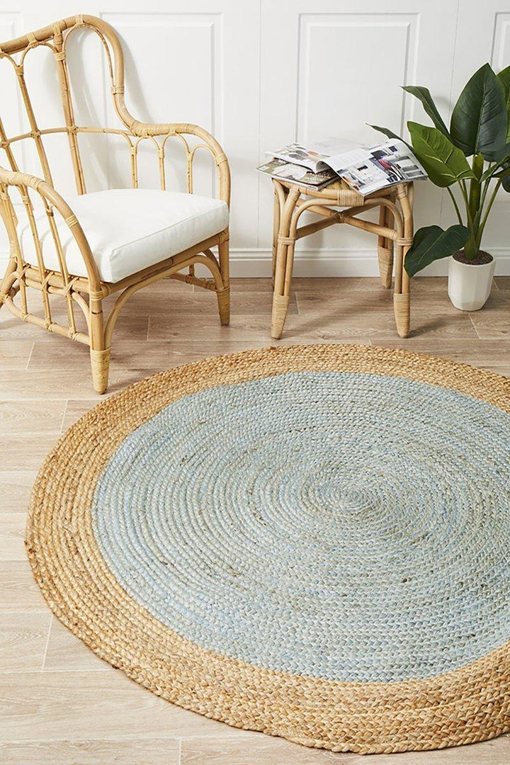 Larnia Contemporary Handmade Round Blue Rug - All Modern Design