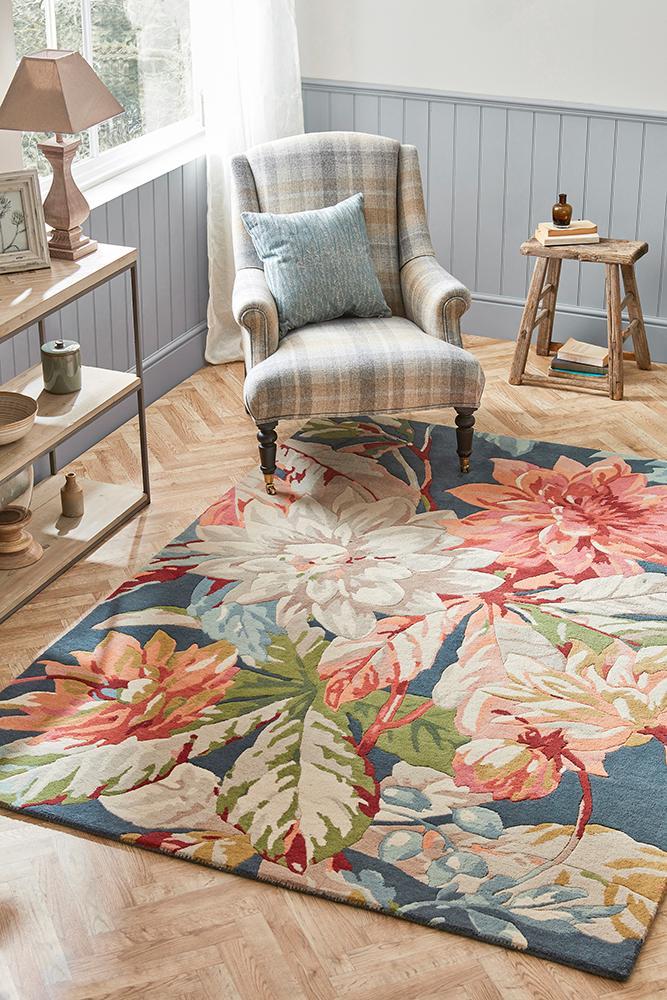 Sanderson Dahlia & Rosehip Teal 050608 Rug