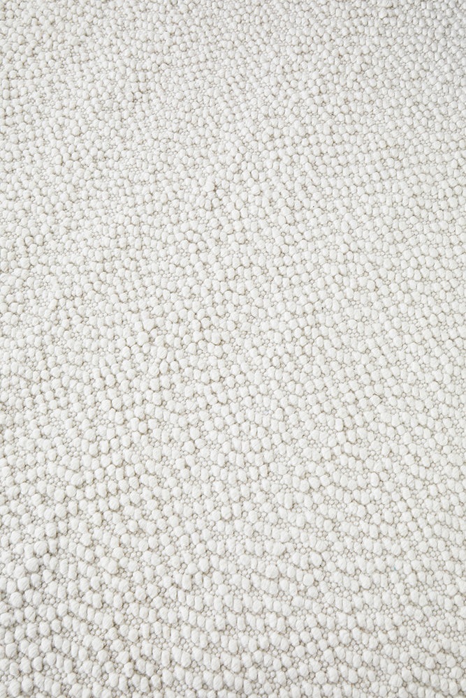 Boucle White hand made floor rug