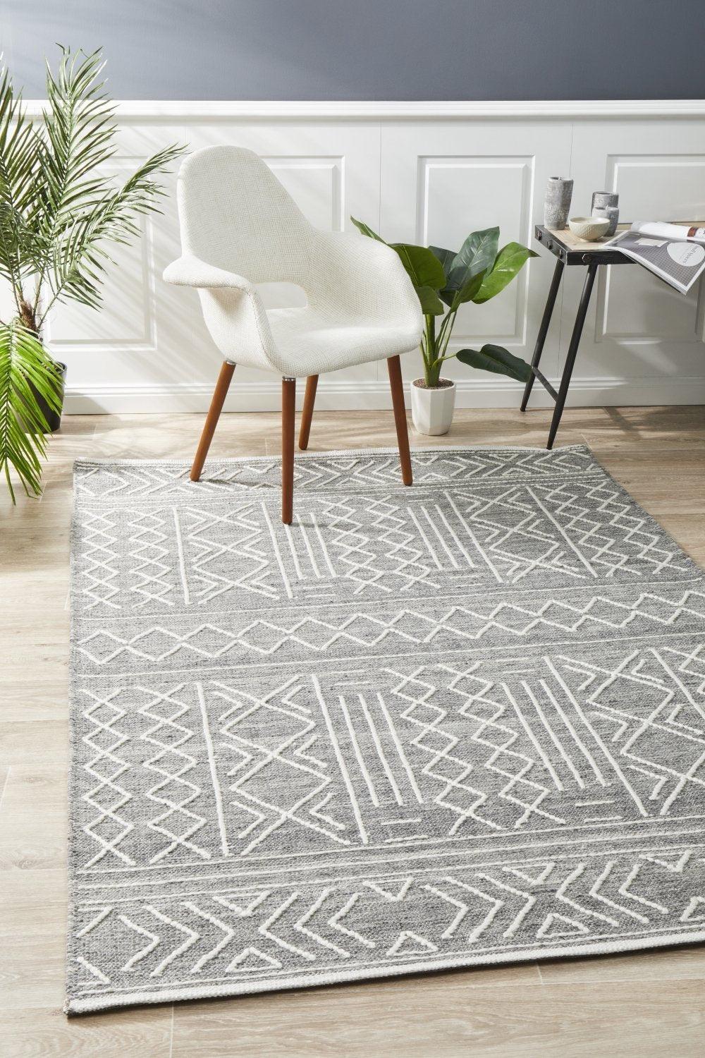 Hudson Grey Pure Wool Hand  Woven Floor Rug - All Modern Design