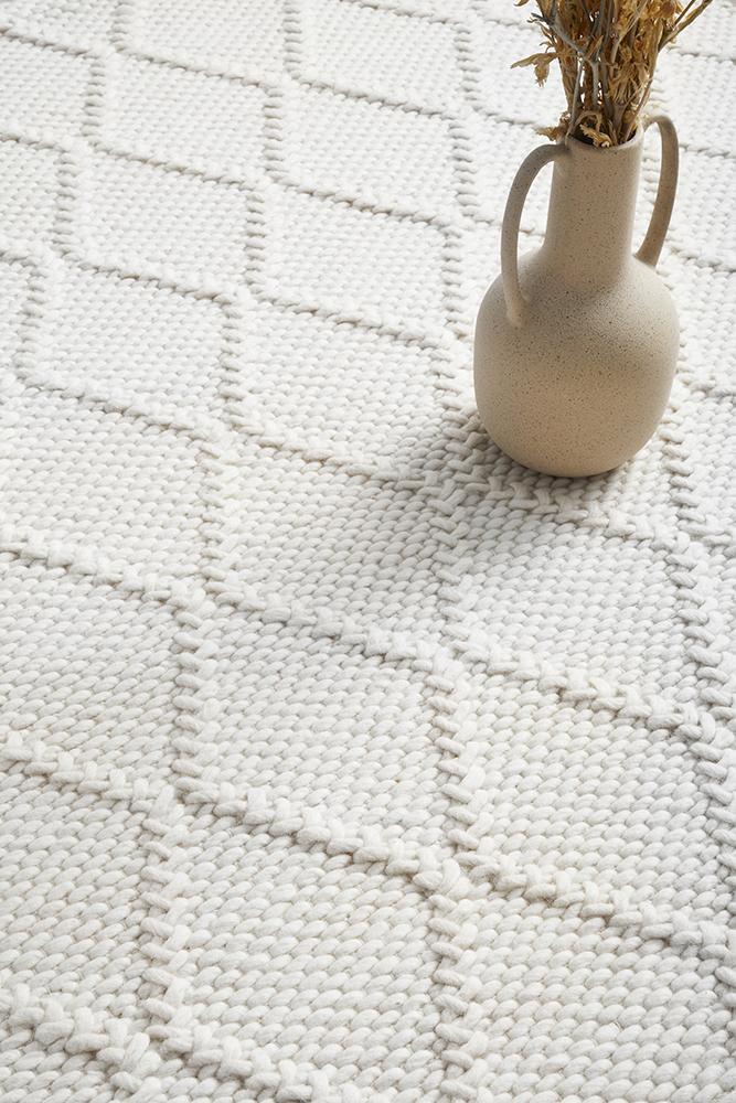 Raised Pattern White Rug Huxley White Hand Woven Floor Rug – All Modern Design
