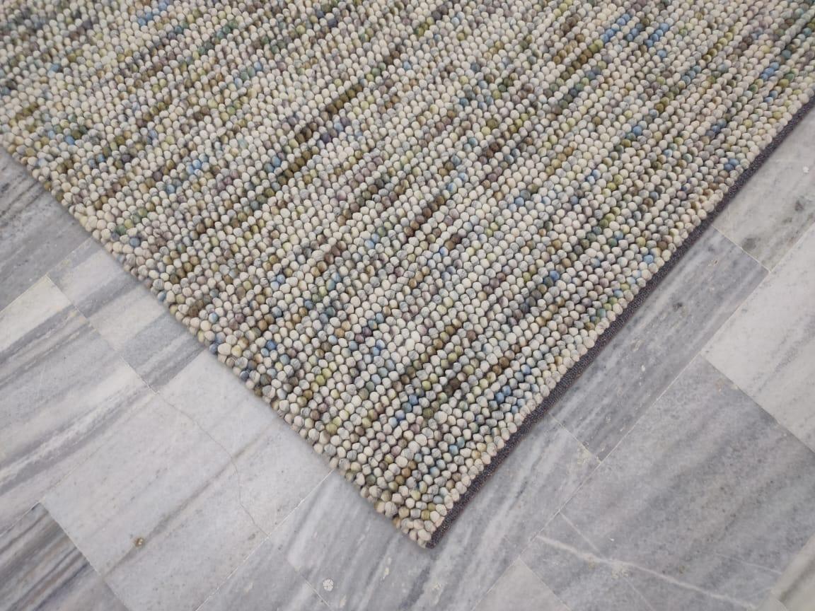 Pebble Hand Woven 80% Wool And 20% Cotton Rug - Ivory /Mint/ Multi ...