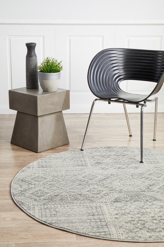 Milano Zelda Silver Grey Round Rug - All Modern Design