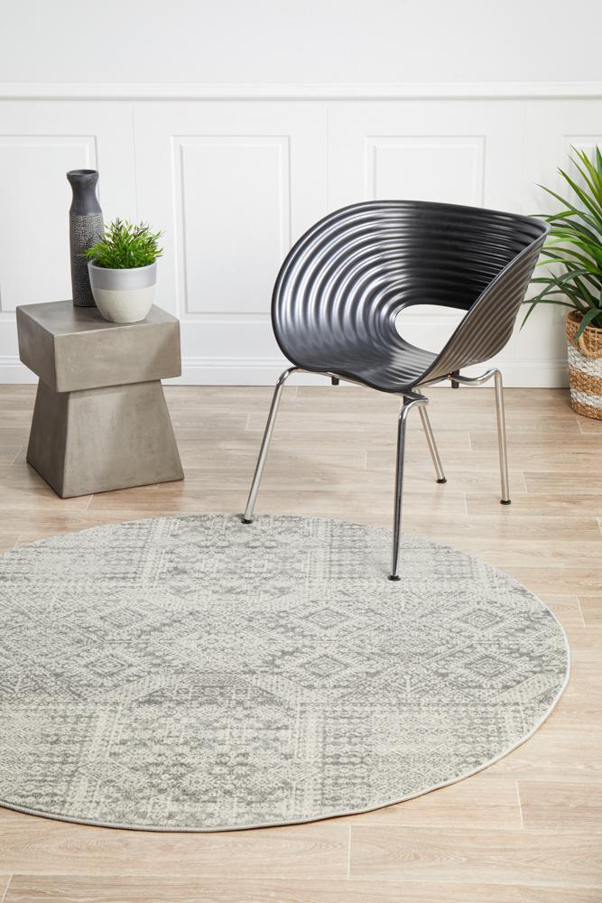 Milano Zelda Silver Grey Round Rug - All Modern Design