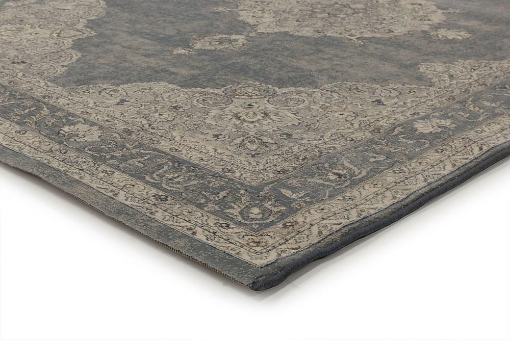 Powder Grey Transitional Distressed Medallion Rug - All Modern Design