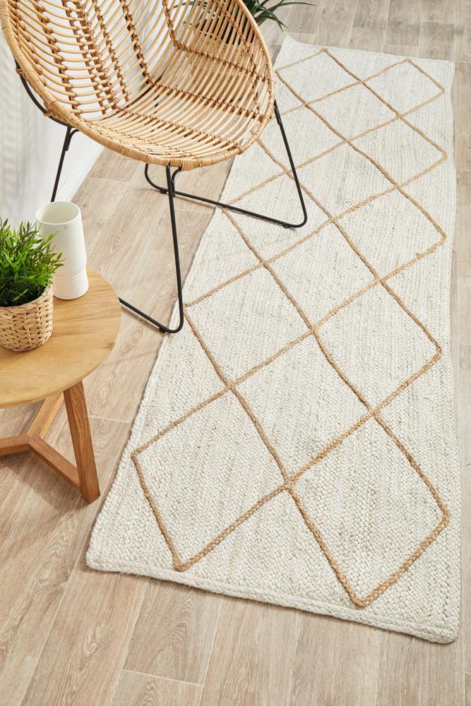 Noosa Tribal  White Runner Rug - All Modern Design