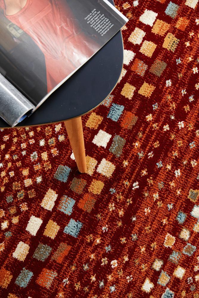 Sema Mayfair Squares Rust Rug - All Modern Design
