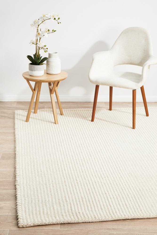 Lagom White Felted Wool Floor Rug - All Modern Design