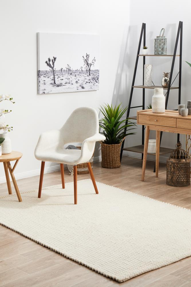 Lagom White Felted Wool Floor Rug - All Modern Design