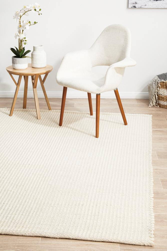 Lagom White Felted Wool Floor Rug - All Modern Design