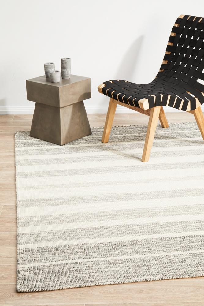Signature Hand Woven Pure Wool Grey Rug - All Modern Design